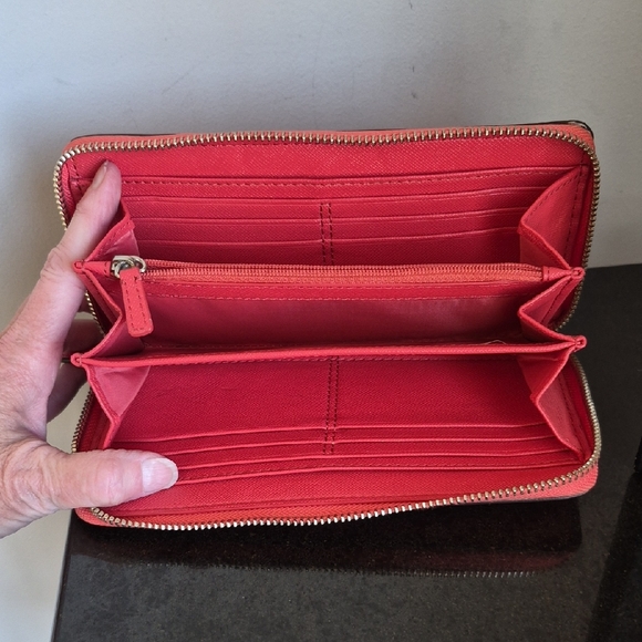 Coach Coral Zebra Print Wallet and Pouch Set - Picture 7 of 16